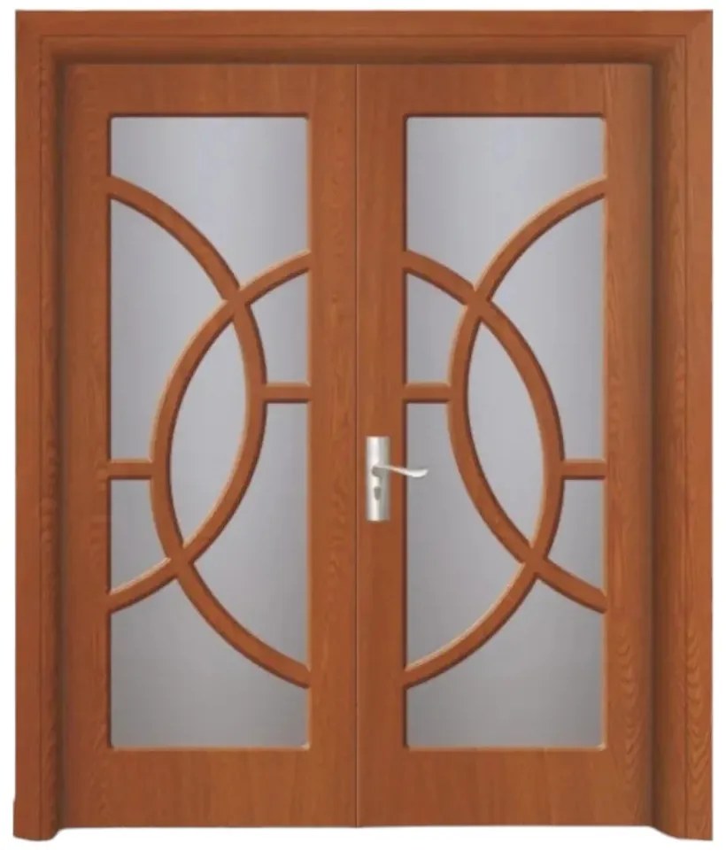 Usa Dubla de Interior din MDF Novo Doors ND220, Geam Sablat, Cadru din Lemn Masiv, KIT COMPLET, Toc , Manere si balamale incluse (Culoare: Gri, Toc: