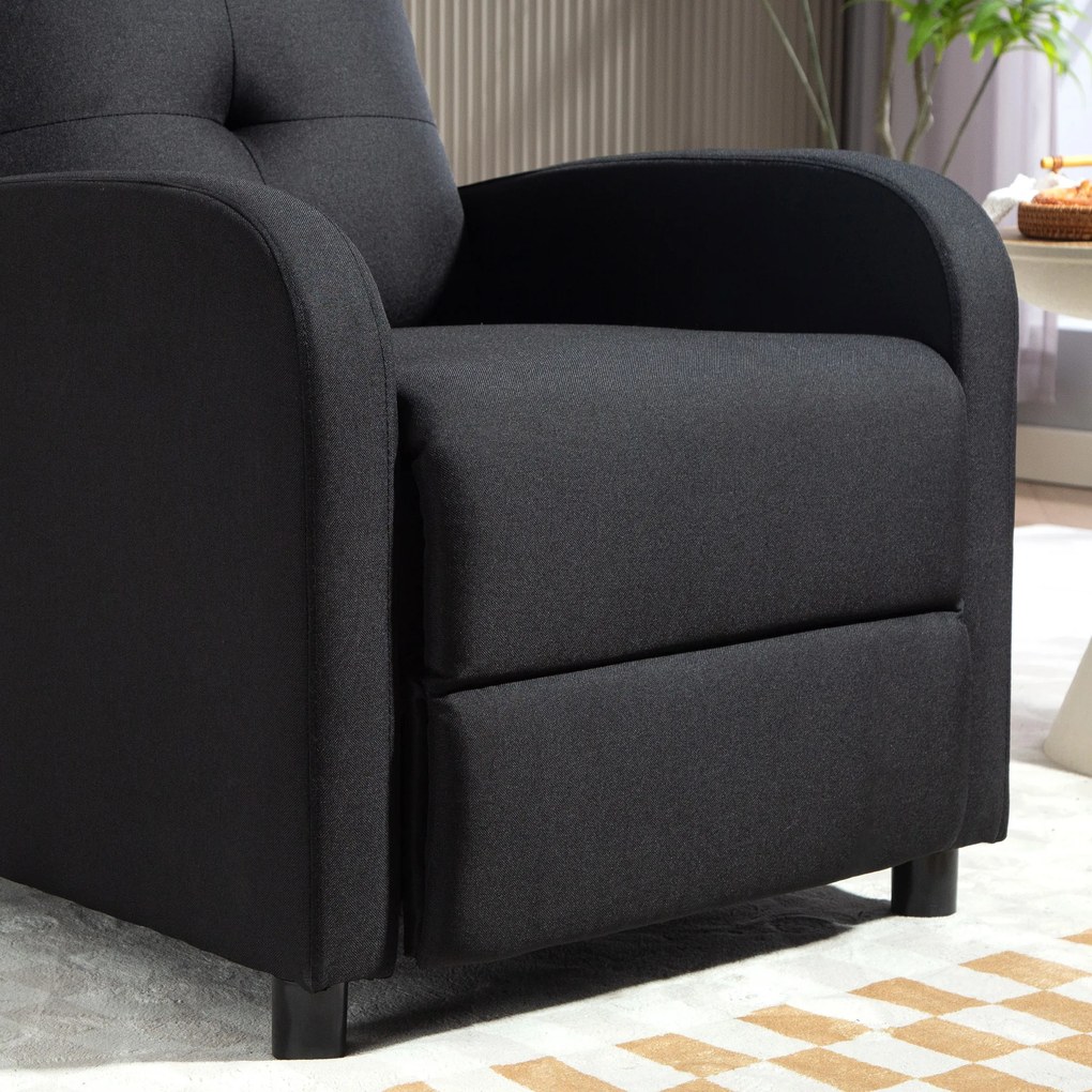 HOMCOM Fotoliu Reclinabil Fino a 155° Con Suport pentru Picioare In Material Textil Negru | Aosom Romania