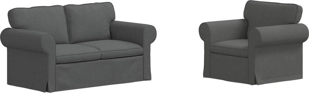 vidaXL Set de canapea 2 pcs Gri închis 155 x 82 x 80 cm țesătură