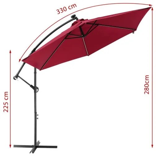 Deuba Umbrelă de soare LED Mali Ø330 cm - roșu