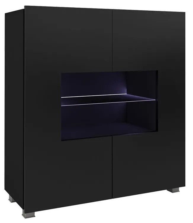 Vitrină Brenali BR01 (Alb + Alb lucios ) (iluminat LED Alb). 1053844