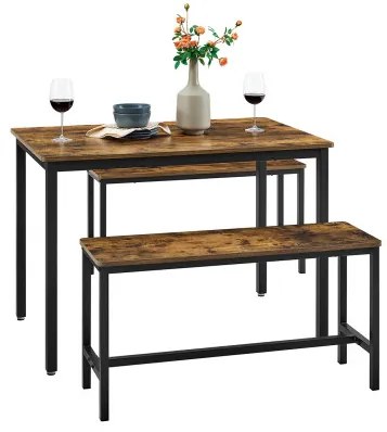 Set Masa Cu 2 Banci Maro Si Negru, 110 Cm