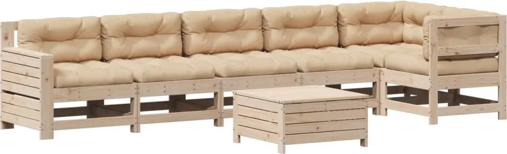 vidaXL Set mobilier de grădină cu perne, 7 piese, lemn masiv de pin