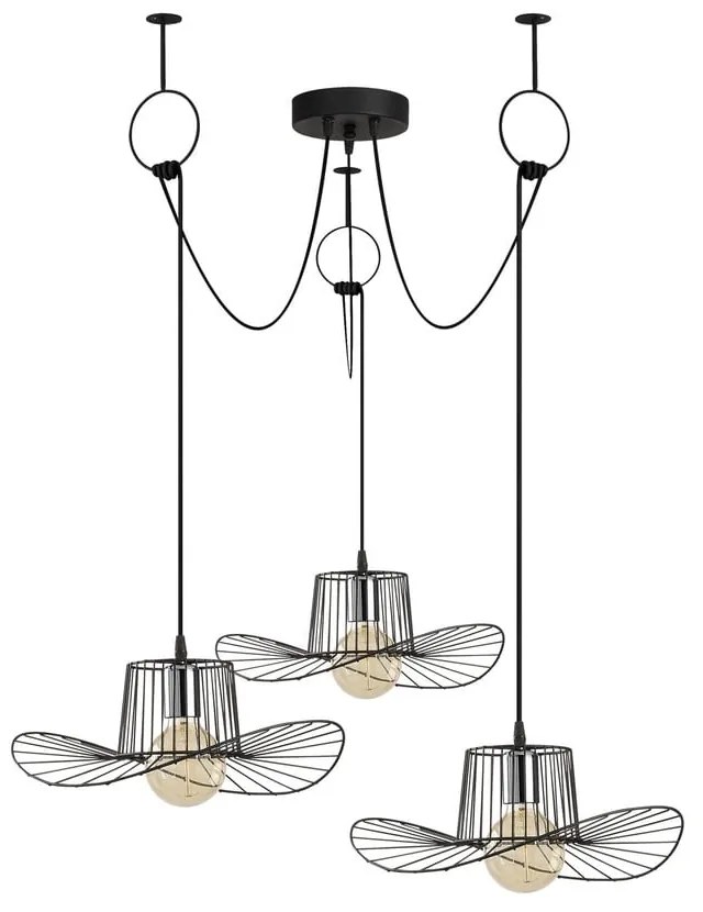 Lustră neagră cu abajur din metal ø 78 cm Tel – Opviq lights