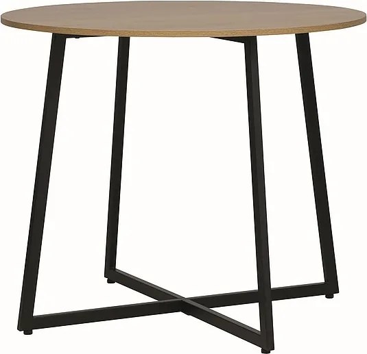 Masa de dining rotunda cu blat in decor stejar LUNA 90x90