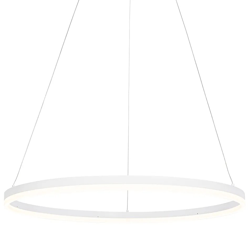 Lampă pendant de design albă 80 cm cu LED inclus cu dimmer în 3 trepte - Anello