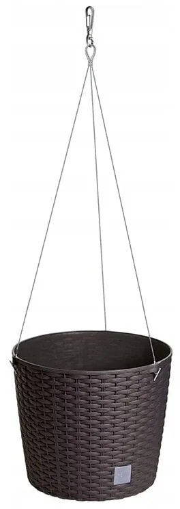Ghiveci decorativ cu lant, Prosperplast, Rato Round, rotund, maro, 25.6x21.9 cm
