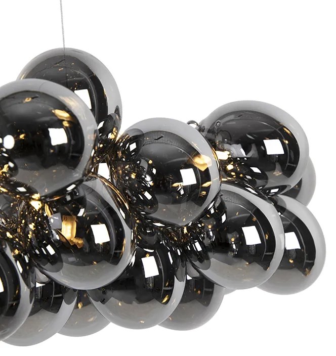 Lampa suspendată inteligentă neagră cu sticlă fumurie cu 8 lumini, inclusiv Zigbee G9 - Uvas