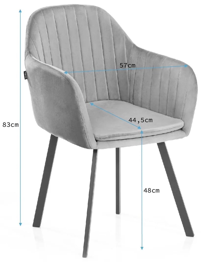 Scaun de sufragerie din catifea turcoaz TRENTO
