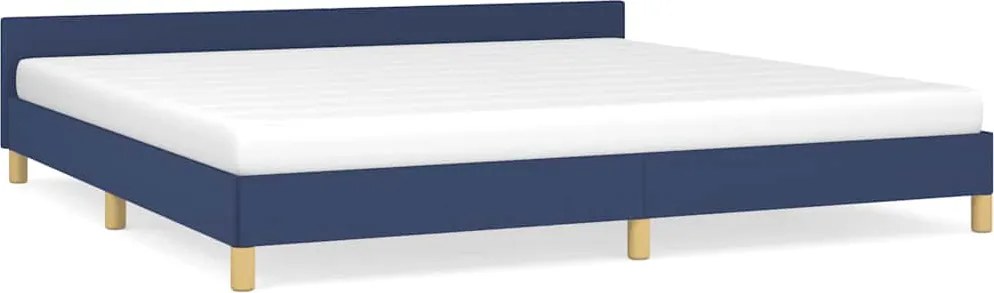 vidaXL Cadru de pat cu tăblie fără saltea, albastru, 200x200cm, textil