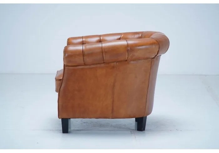 Fotoliu Chesterfield, maro, din piele naturala