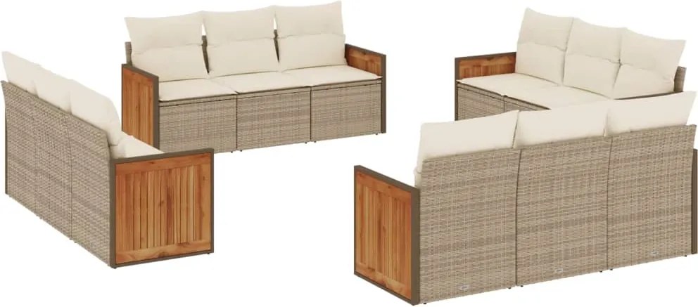 vidaXL Set canapele de grădină cu perne, 12 piese, bej, poliratan