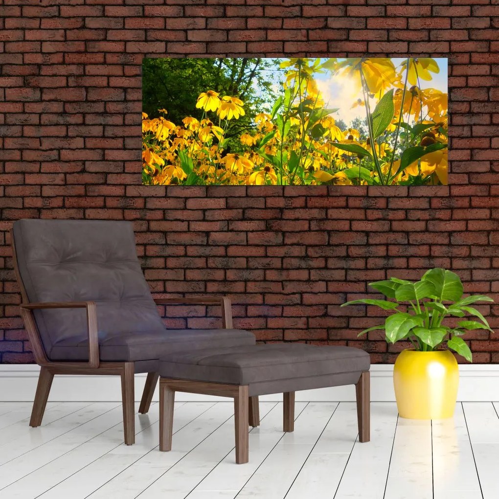Tablou - Flori galbene (120x50 cm)