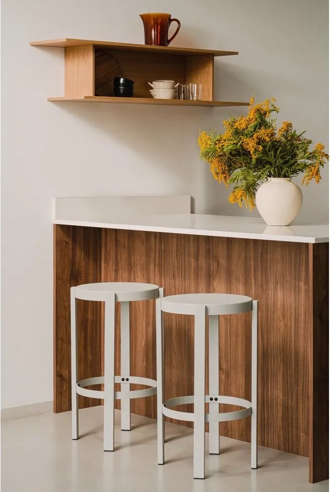 Scaun de bar gri deschis din oțel (înălțime șezut 65 cm) Doon – noo.ma