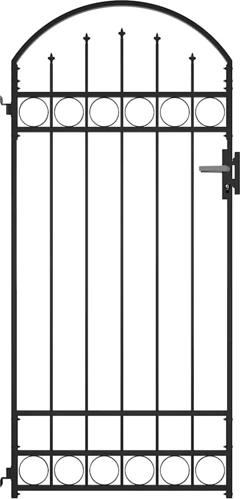 vidaXL Poartă de gard Assen cu blat arcuit din oțel, negru, 89x200 cm