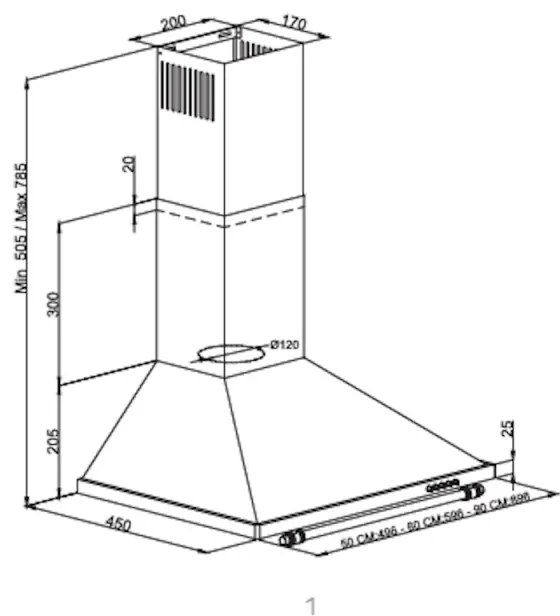 Hota decorativa Tesla DC600SX, Horn, 60 cm, 125 W, 400 m³/h, 2 filtre aluminiu, 62 dB, 3 viteze, Inox