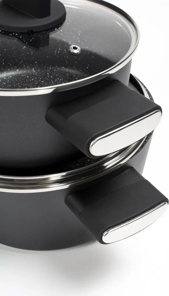 Set de oale Zilan ZLN0959 Negru, cu 7 piese, invelis din marmura si manere fine la atingere