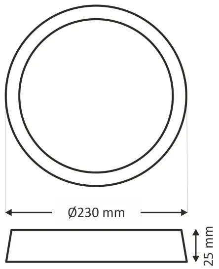 Plafonieră LED/18W/230V 3000/4000/6500K Ø 23 cm negru