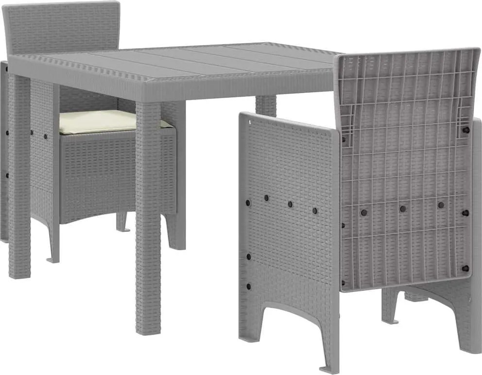 vidaXL Set de masă pentru grădină 3 pcs Gri deschis Polipropilenă