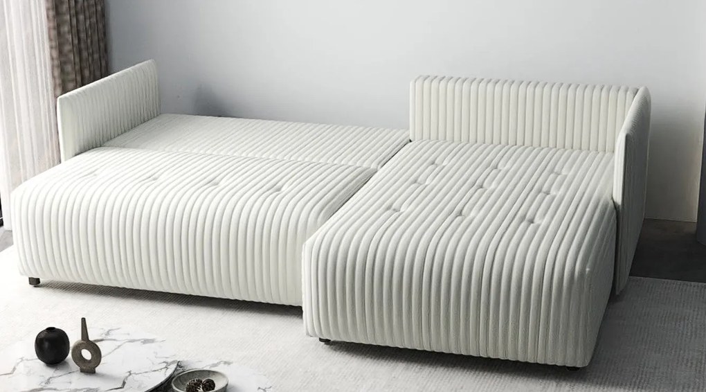 Colțar extensibil dumonde cu ladă de depozitare si sezut confortabil din spuma high-density, Malta Ambience White II 235x185 cm