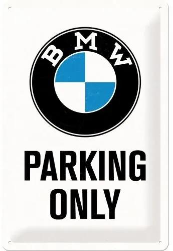 Placă metalică BMW - Parking Only White
