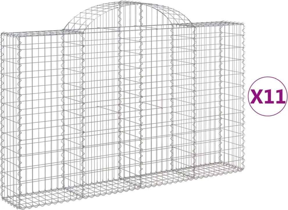 vidaXL Coșuri gabion arcuite 11 buc, 200x30x120/140cm, fier galvanizat