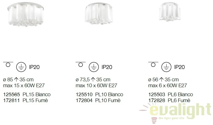Plafoniera moderna design lux diametru 56cm, COMPO PL6 FUME 172828
