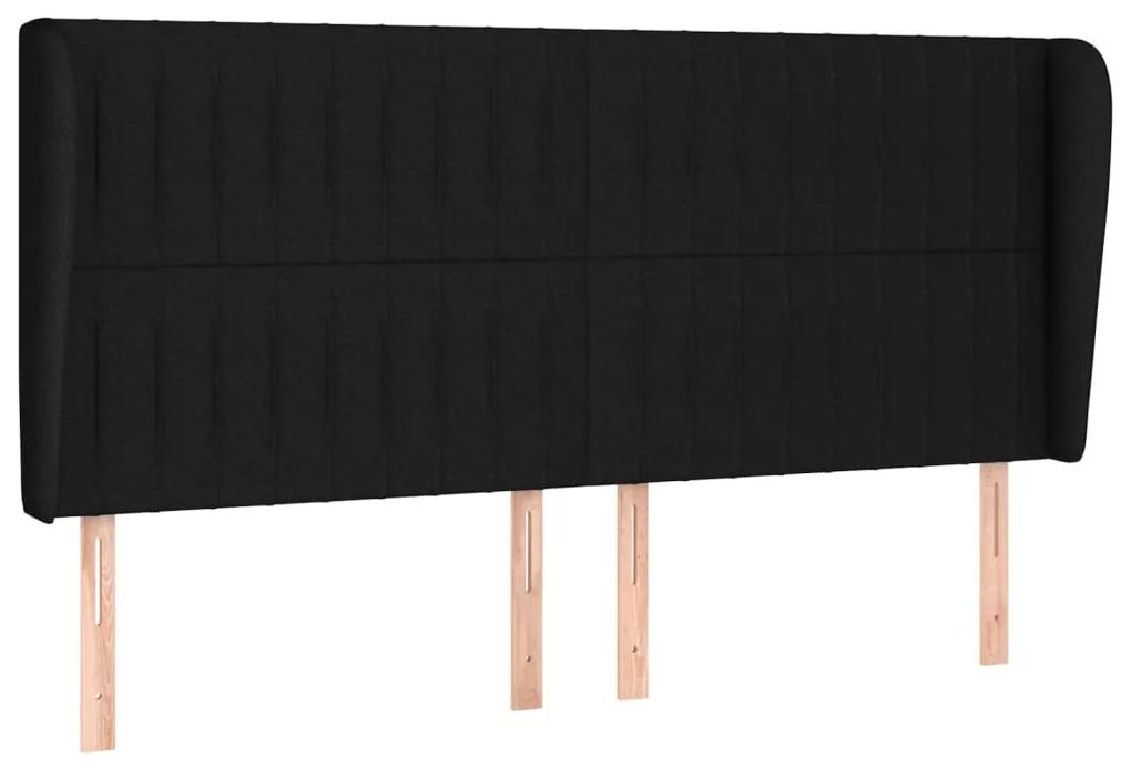 3118218 vidaXL Tăblie de pat cu aripioare, negru, 203x23x118/128 cm, textil