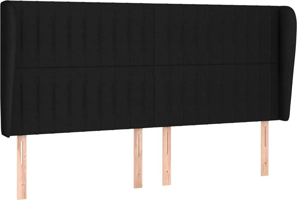 vidaXL Tăblie de pat cu aripioare, negru, 203x23x118/128 cm, textil