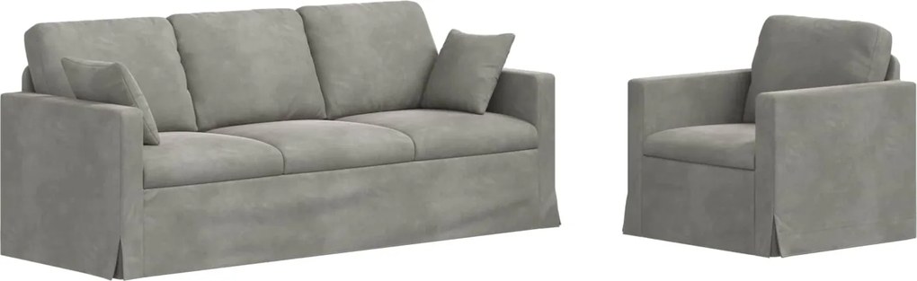 vidaXL Set de canapea 2 pcs Gri deschis 198 x 78 x 80 cm Catifea