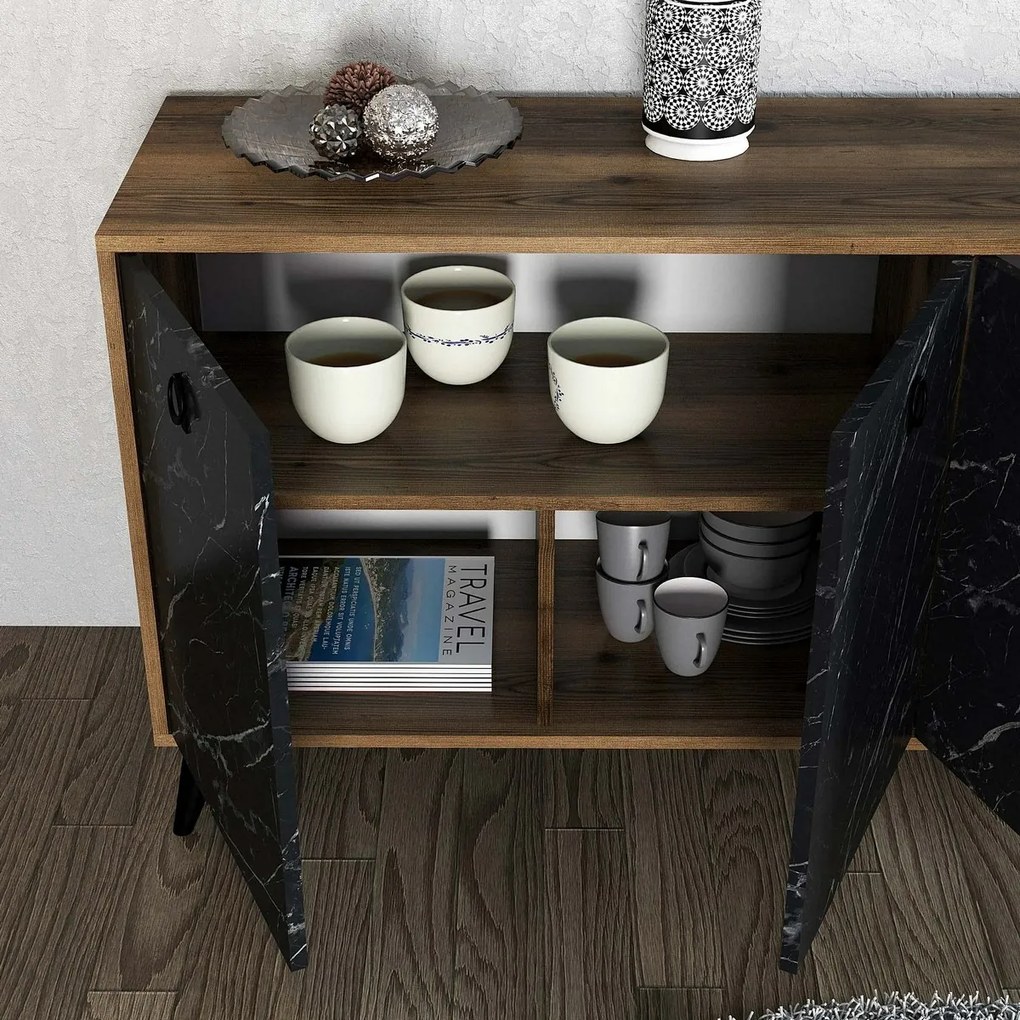 Dulap Elite Walnut and Black Marble