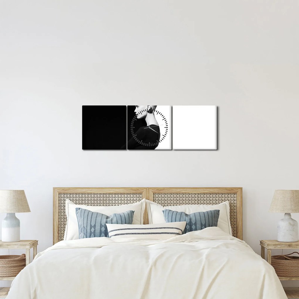 Tablou - O femeie à la yin și yang (cu ceas) (90x30 cm)