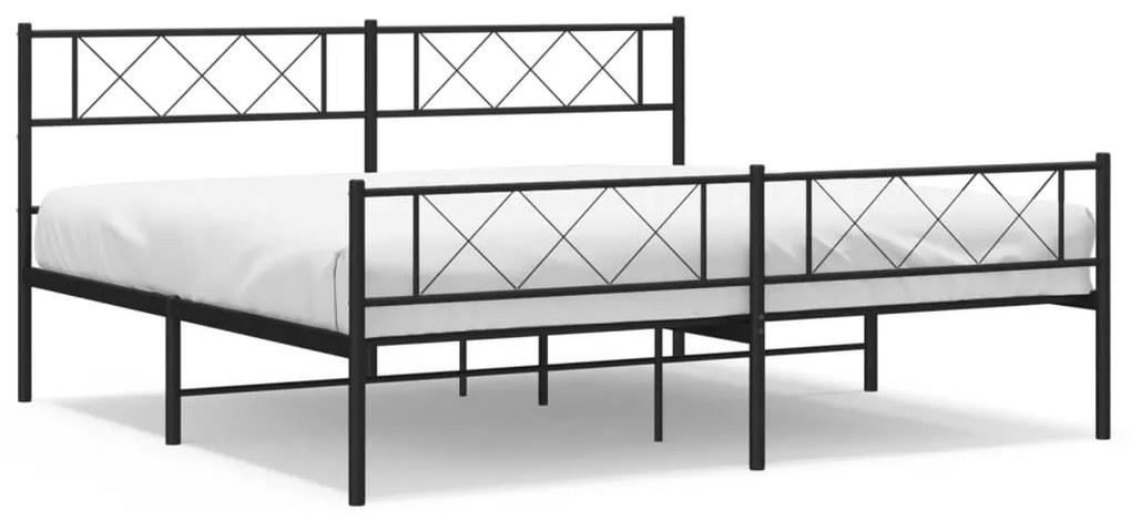 372301 vidaXL Cadru pat metalic cu tăblii de cap/picioare, negru, 193x203 cm
