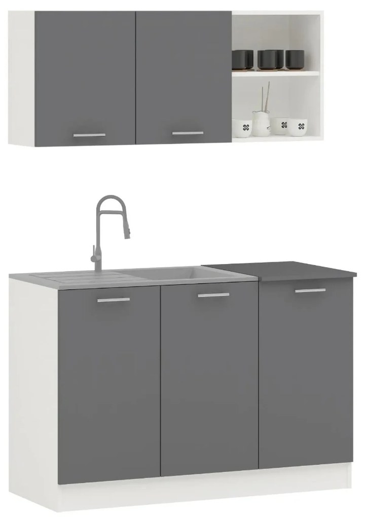Set Bucatarie Ara, Antracit/Alb, L 120 cm