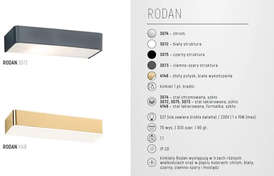 Aplica de perete design modern RODAN gri mat 30cm