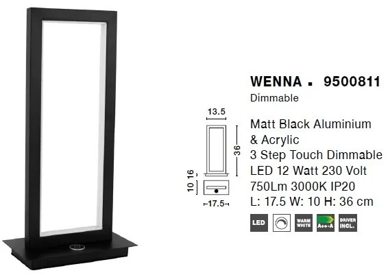 Veioza / Lampa de masa LED cu touch dimmer Wenna NVL-9500811