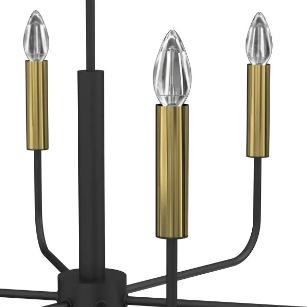 Lustră pe cablu AKASYA 6xE14/15W/230V negru/auriu