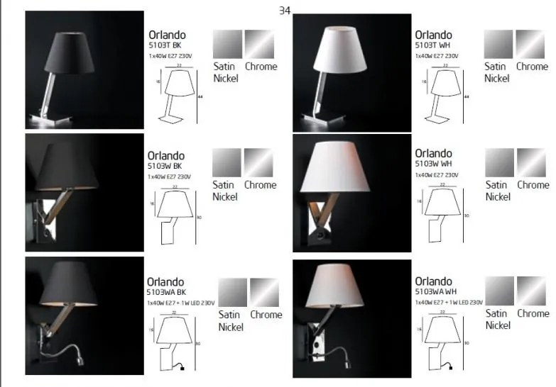 Aplica de perete cu reader LED Orlando crom/ alb 5103WA/WH MX