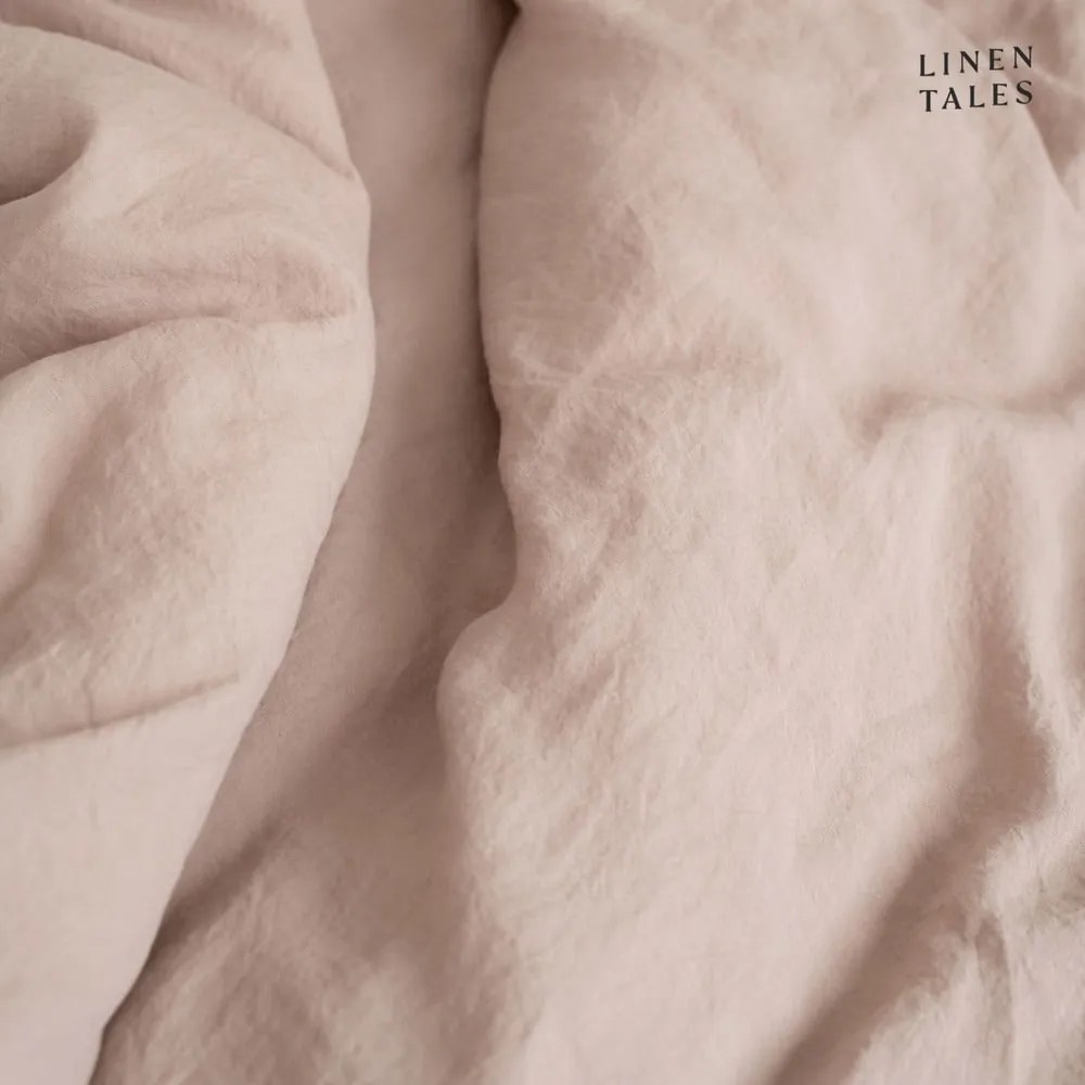 Cearșaf elastic din in Linen Tales, 180 x 200 cm, maro deschis