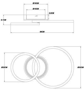 Plafonieră LED Globo 48039-30 LORETTA LED/30W/230V d. 33x50 cm negru