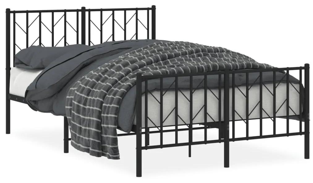 374453 vidaXL Cadru pat metalic cu tăblie de cap/picioare, negru, 120x200 cm