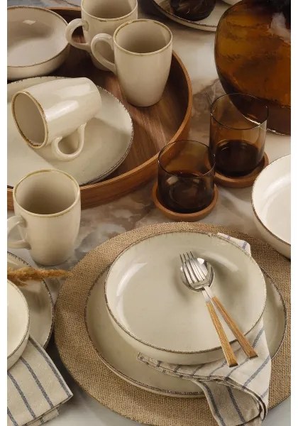 Set de masă 16 piese, bej, porțelan