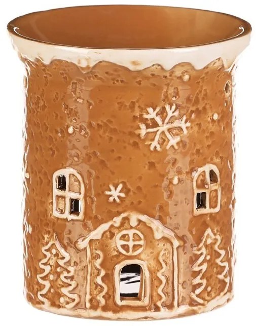 Lampa aromatica ceramica casuta de turtă dulce,maro