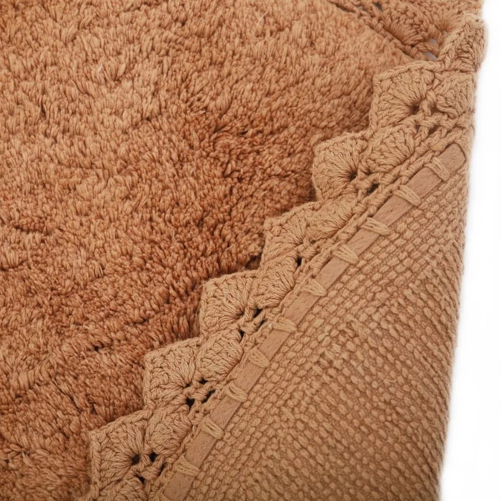 Covor cărămiziu lavabil țesut manual rotund din bumbac ø 110 cm Perla Toffee – Nattiot