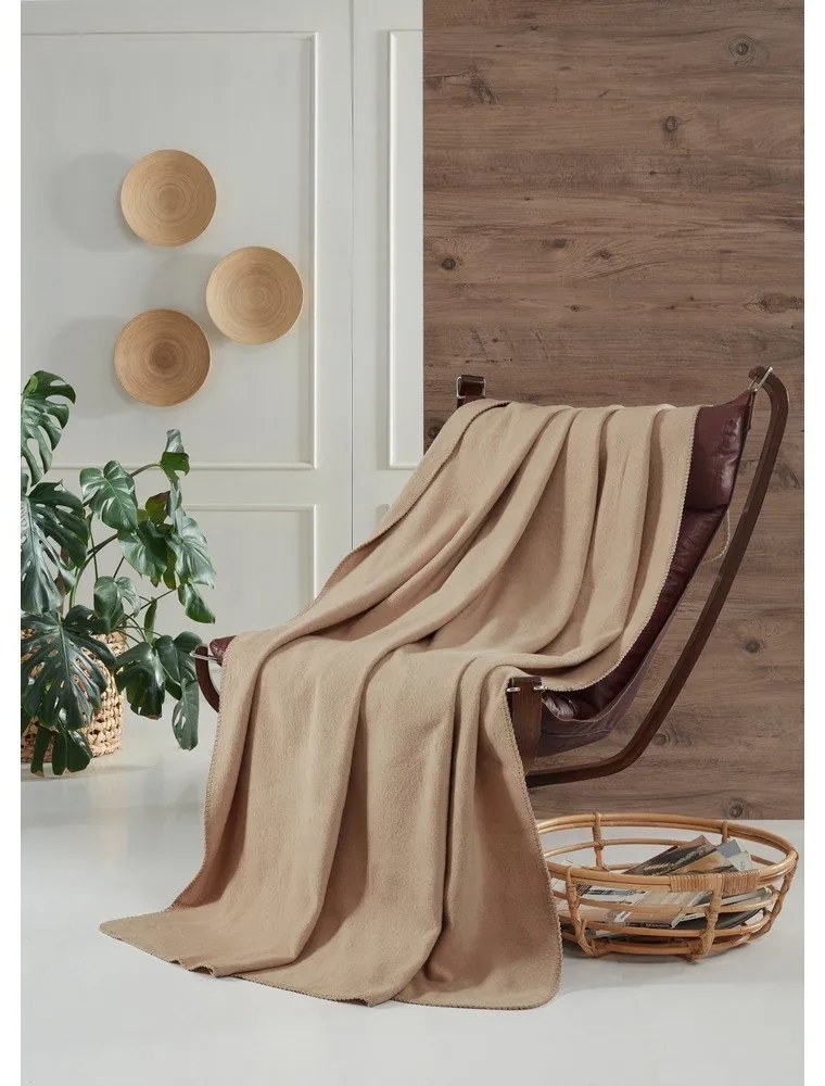 Pătură bej din polar, fleece 130x170 cm Brighton – Mijolnir