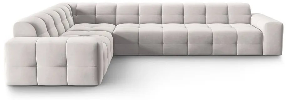 Colțar gri deschis cu tapițerie din catifea (pe partea stângă) Kendal – Micadoni Home