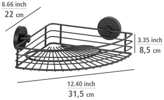 WENKO 24735100 - Poliță VACUUM-LOC rotundă, neagră, 35 x 22,5 cm