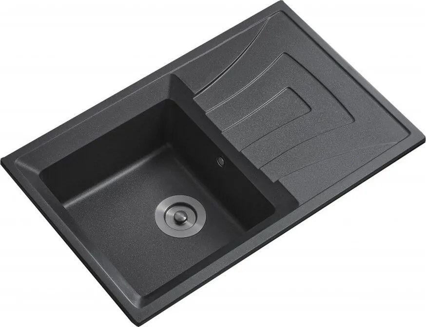 Chiuveta compozit Inter Ceramic finisaj negru 78x50 cm cu picurator