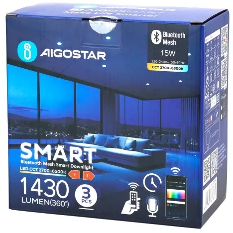 SET 3x corp de iluminat LED dimabil încastrat Aigostar MESH 15W/230V 2700K-6500K d. 17cm