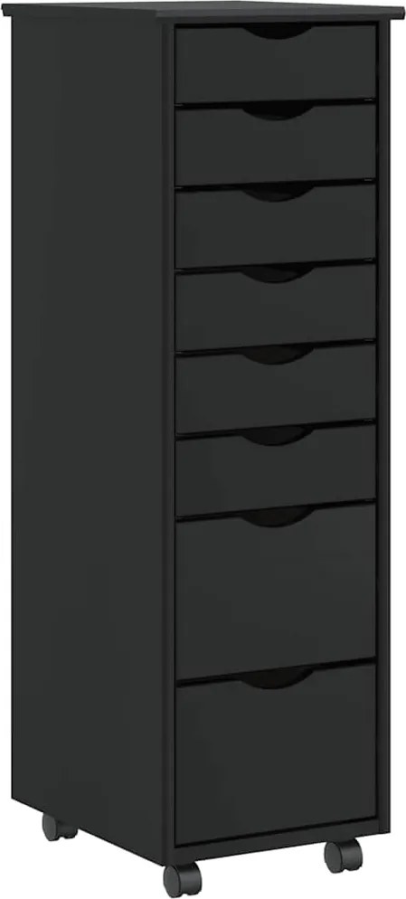 vidaXL Dulap rulant cu sertare „MOSS” din lemn masiv de pin negru